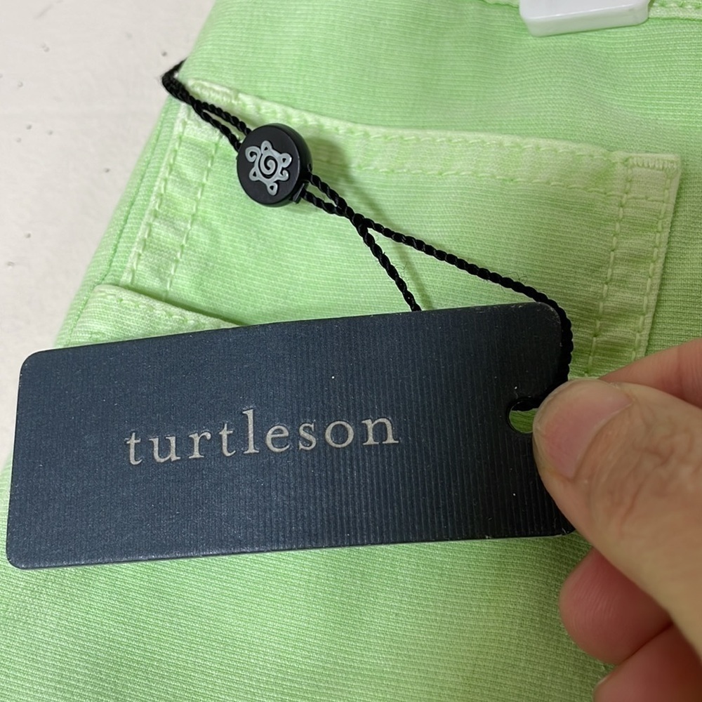 Turtleson Pima Cotton Highrise State Street Hybrid Lime Jeans. 33. NWT. - Picture 2 of 9